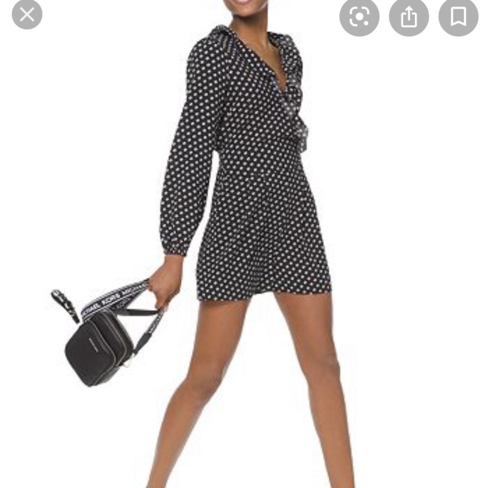 michael Kors ruffle dot crepe romper